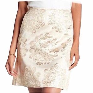 New Trina Turk Flores Gold Embroidered Mini Skirt Size 0 Retail $248